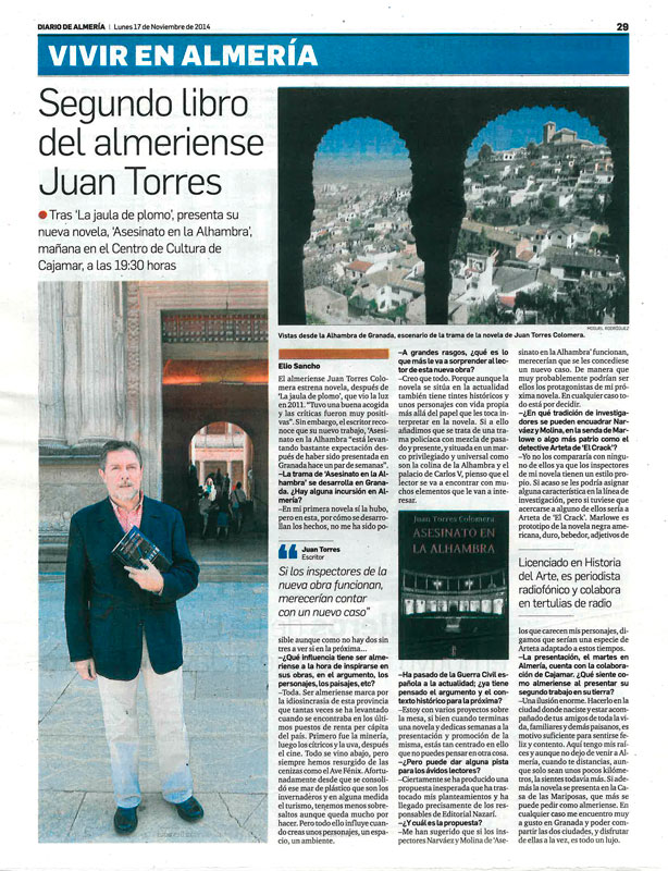 Asesinato en la Alhambra - Juan Torres Colomera - Diario de Almería