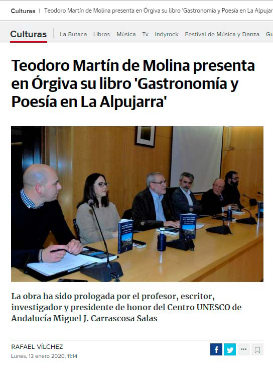 Gastronomía y Poesía en La Alpujarra - Teodoro Martín de Molina - Órgiva - Ideal