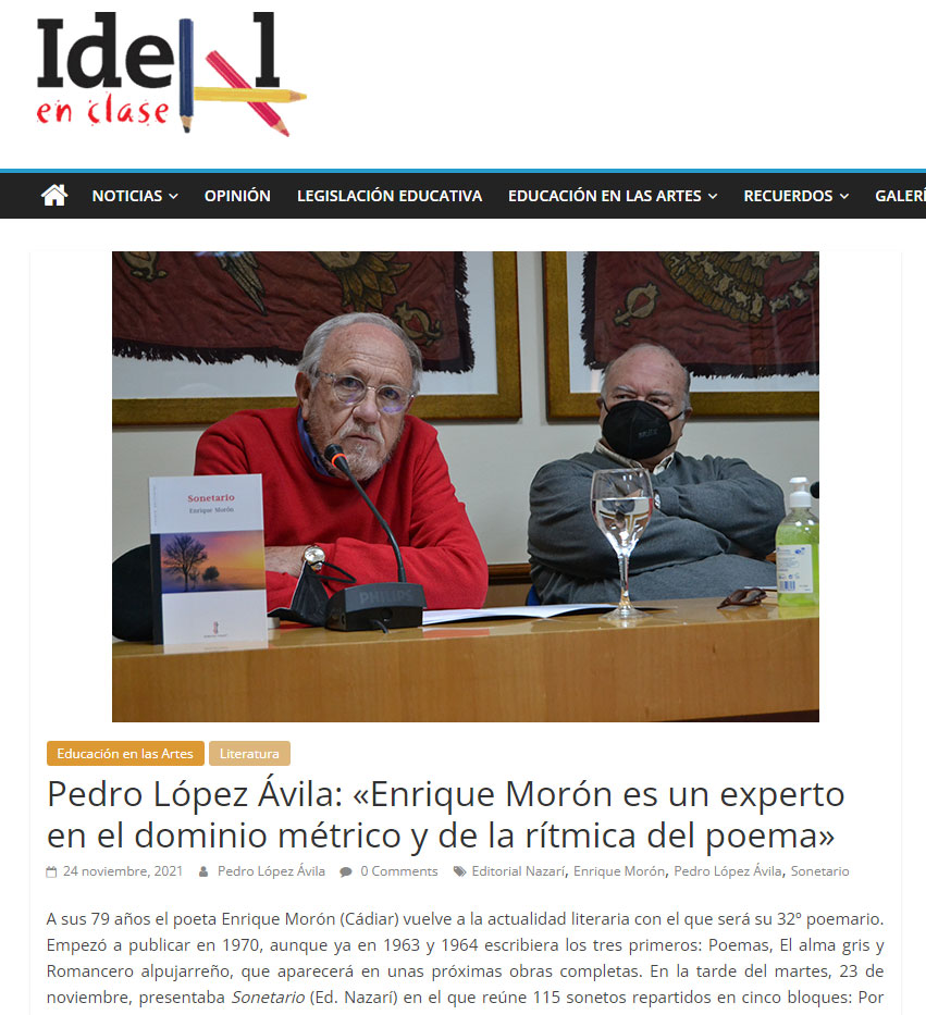 Sonetario - Enrique Morón - Ideal en Clase - 24-11-2021