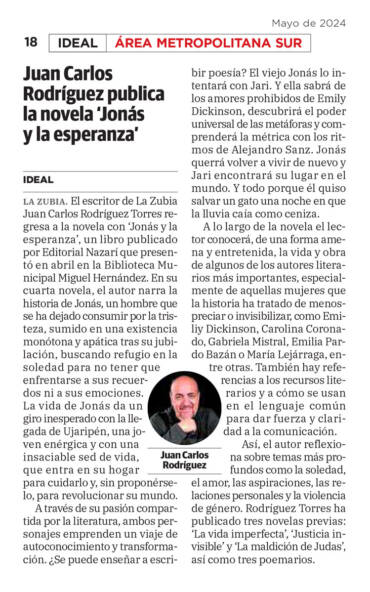 ‘Jonás y la esperanza’ en Ideal Comarcal